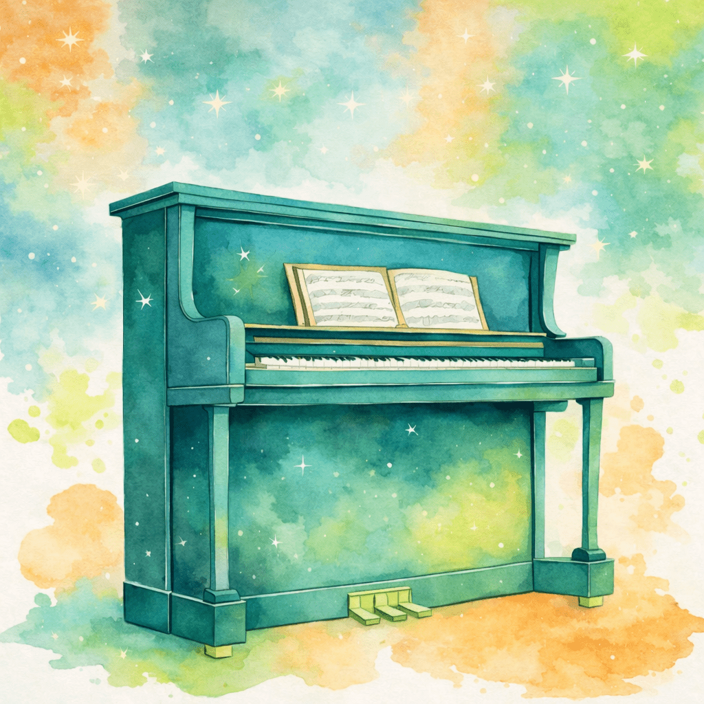 piano droit vu de face