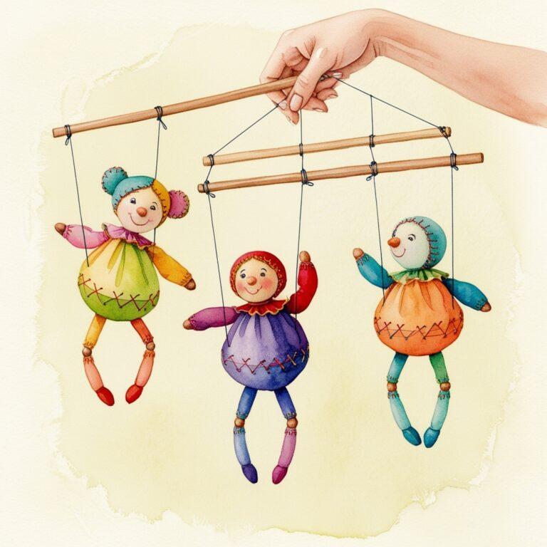 petites marionnettes en tissu dansant sur la comptine "ainsi font font font"