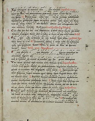manuscrit ancien, texte accompagné de neumes