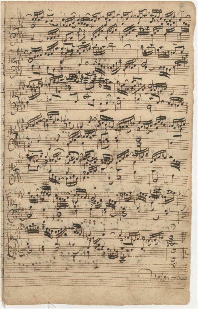partition manuscrite de Jean Sébastien Bach