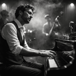 jazzman jouant du piano sans partition