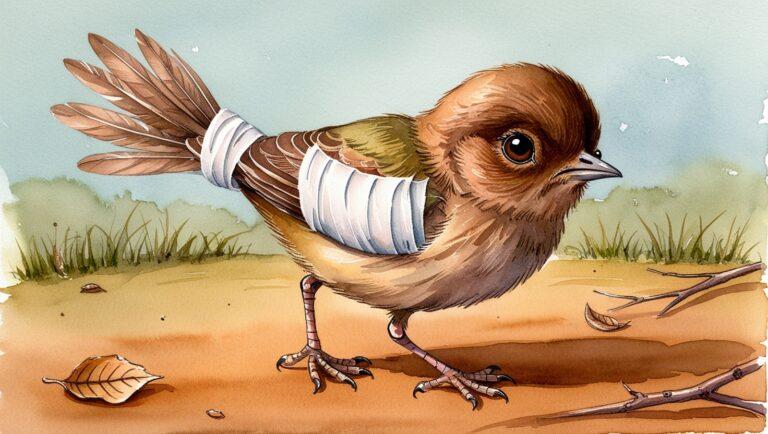 petit oiseau avec une aile cassée
