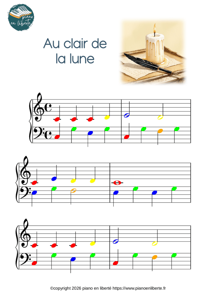 partition pour piano de la comptine au clair de la lune