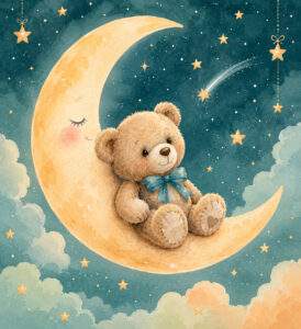petit ourson assis au clair de la lune