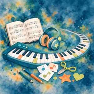 Clavier de piano se transformant en chemin musical