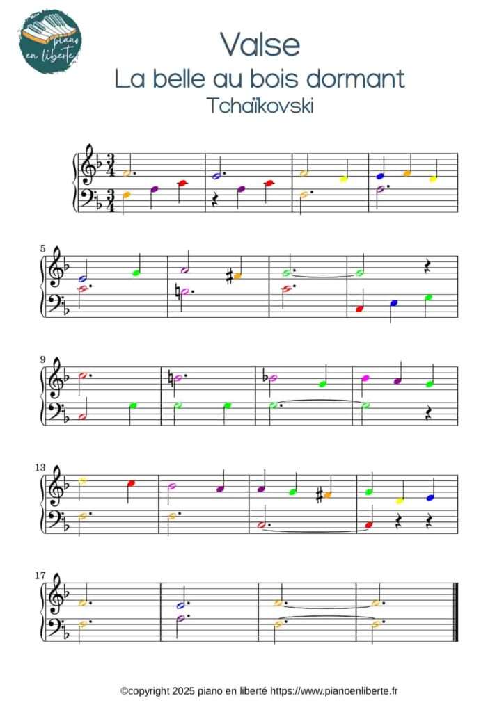 partition piano la belle au bois dormant