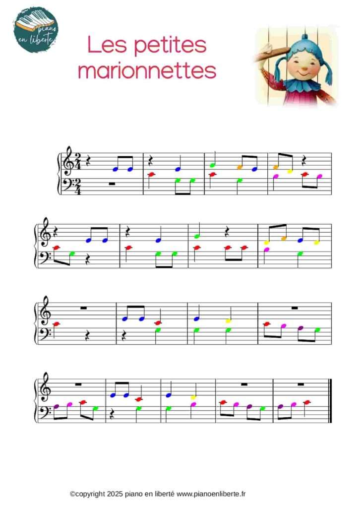 Ainsi font font font 2 partition de la comptine ainsi font font font les petites marionnettes