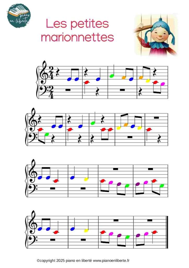 Ainsi font font font 1 partition de la mélodie de la comptine ainsi font font font les petites marionnettes